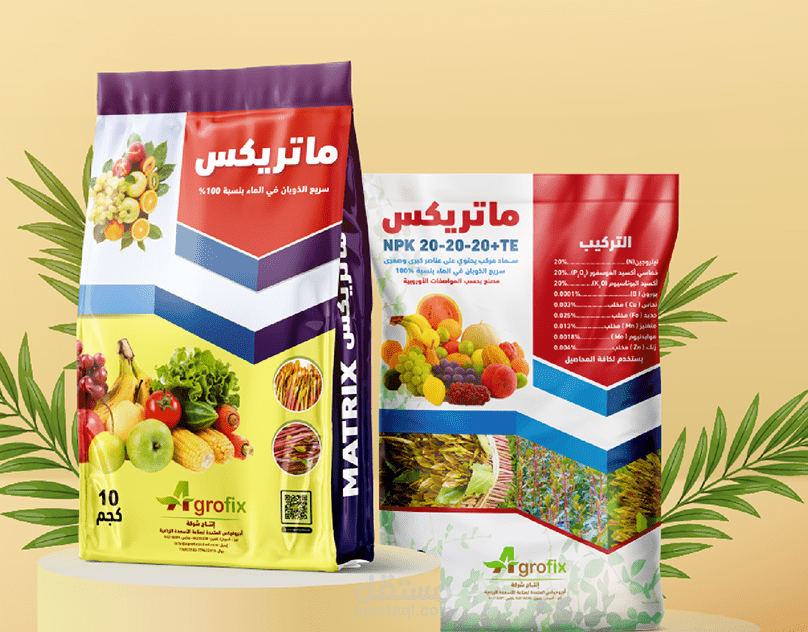 تصميم كيس سماد زراعي مع معلومات تعبئة وتغليف