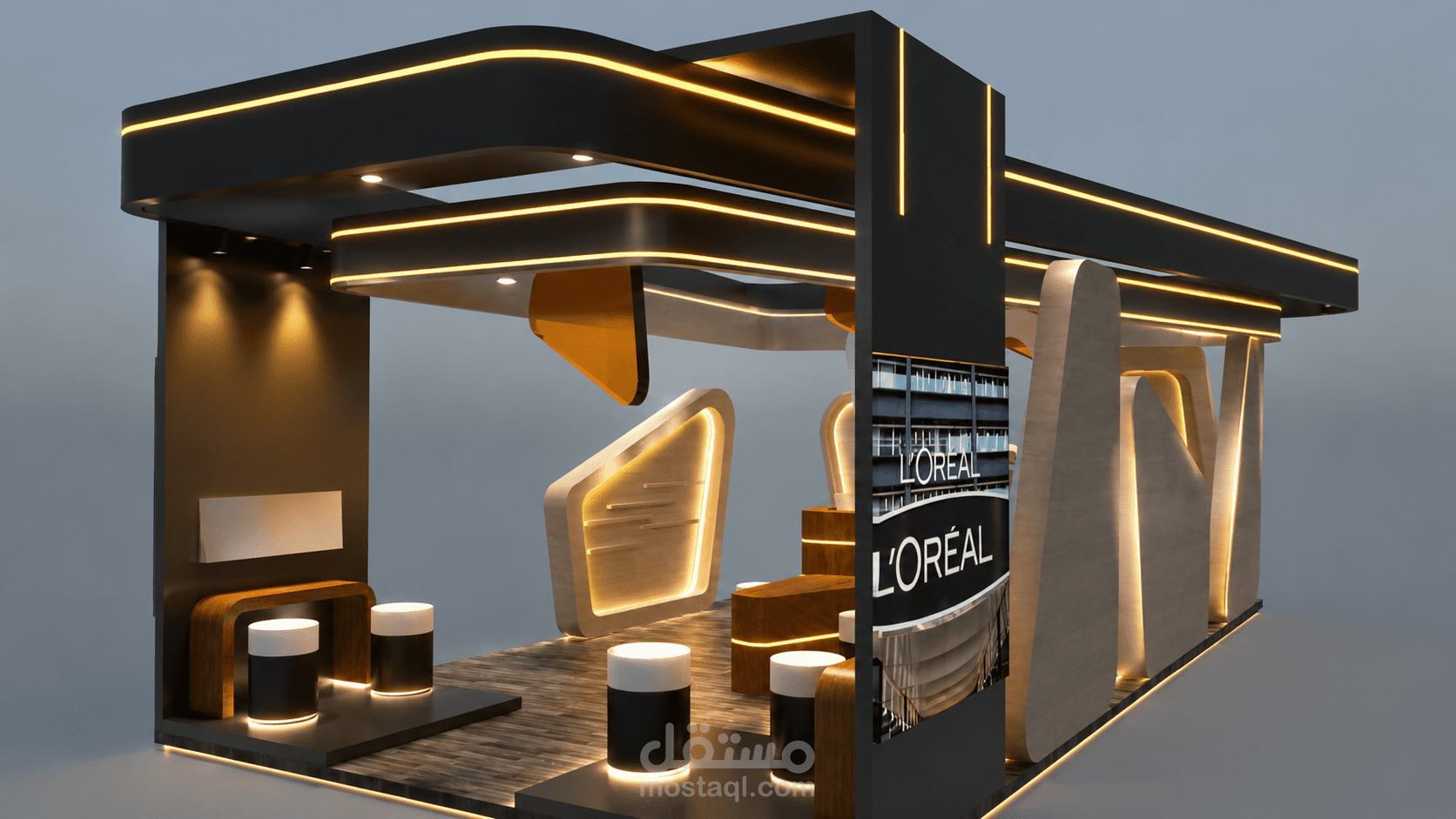 تصميم جناح عرض تجاري (Exhibition Stand Design) لعلامة L'Oréal