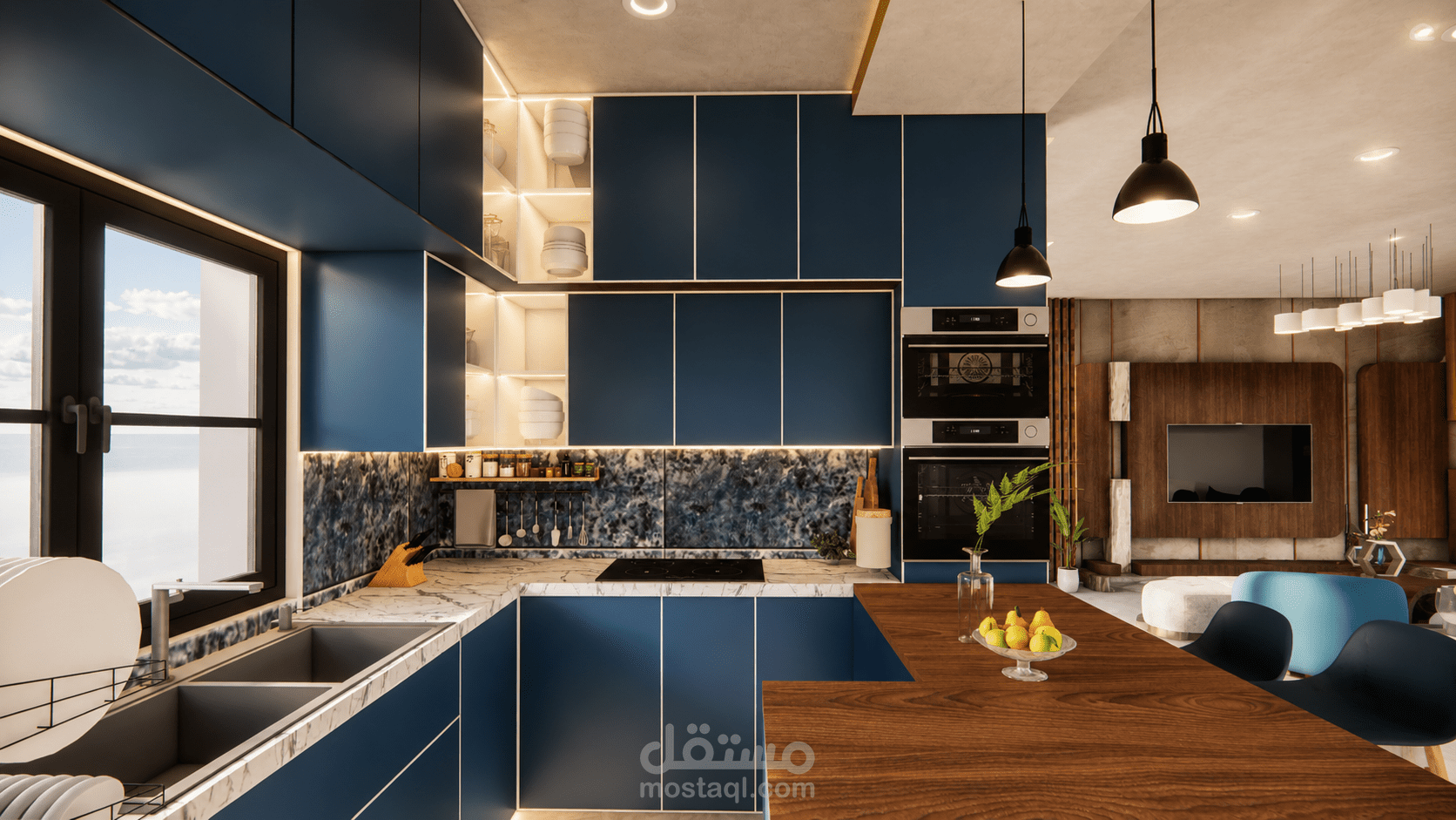 تصميم داخلي لمنزل سكني حديث (Modern Residential Interior Design)