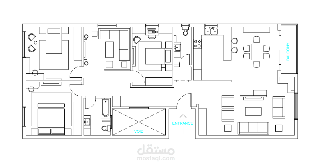 تصميم داخلى لشقه سكنيه