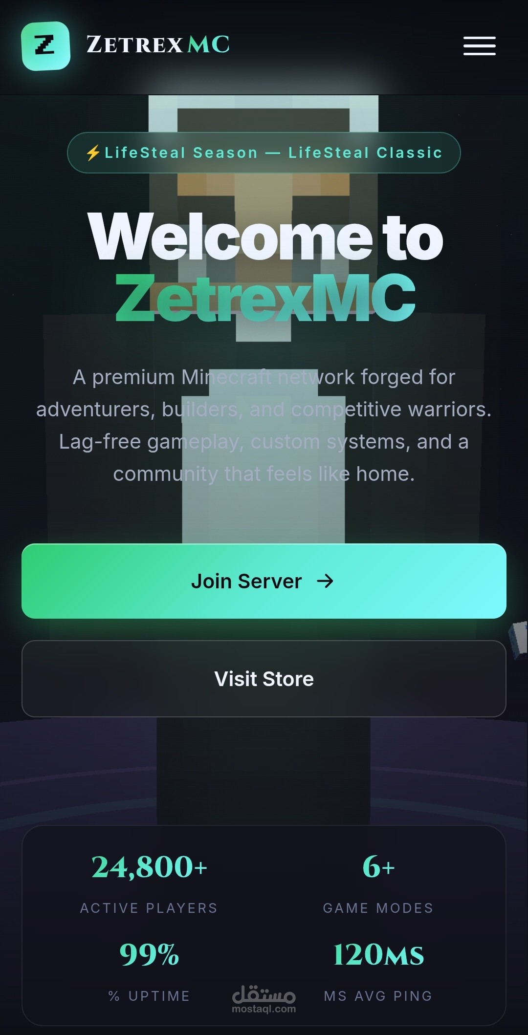 ZetrexMC | Interactive 3D Website for a Minecraft Gaming Server