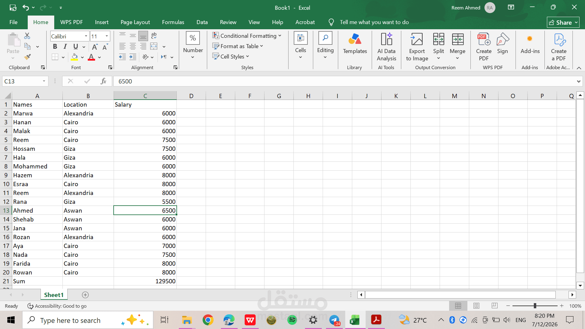 تحليل بيانات علي Excel