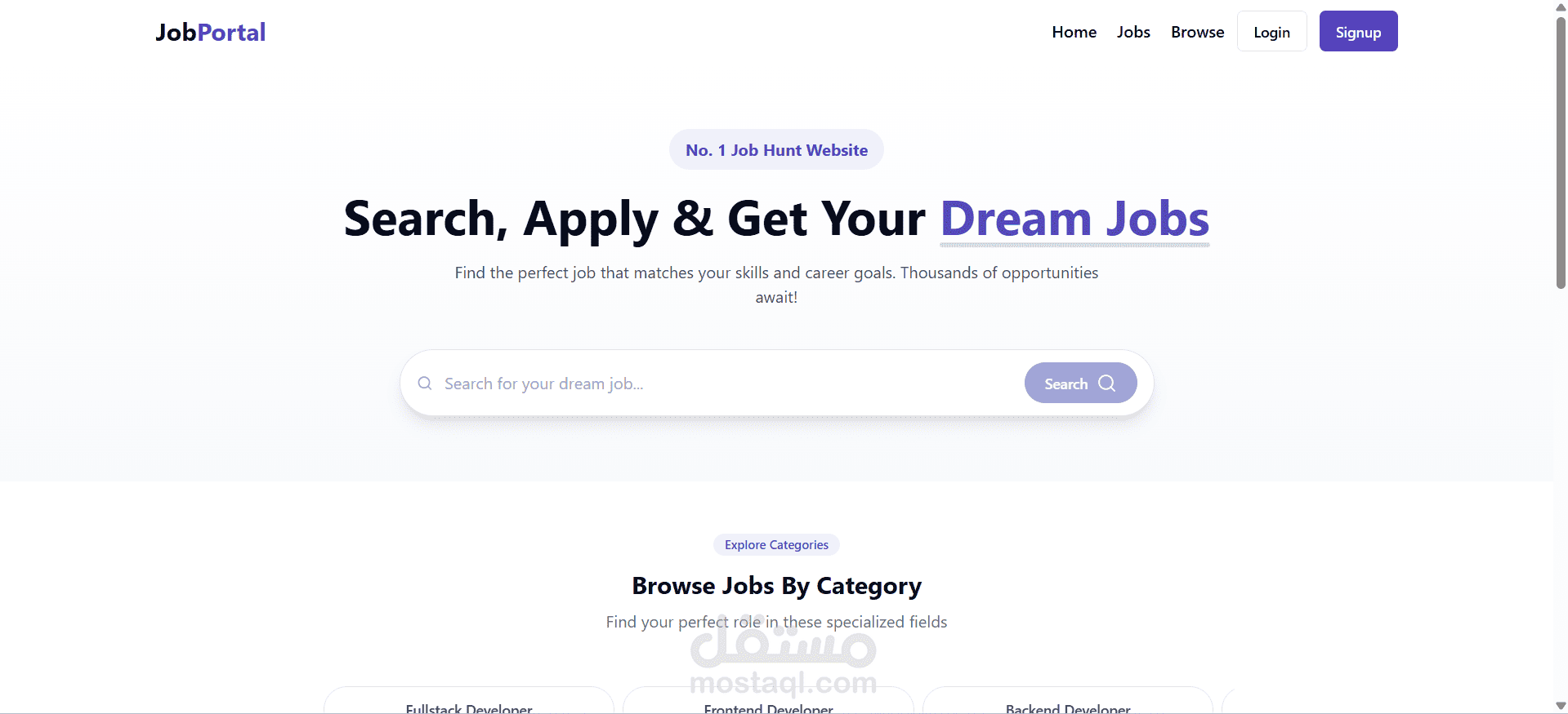 تطوير تطبيق بوابة وظائف متكامل (Full Stack Job Portal)
