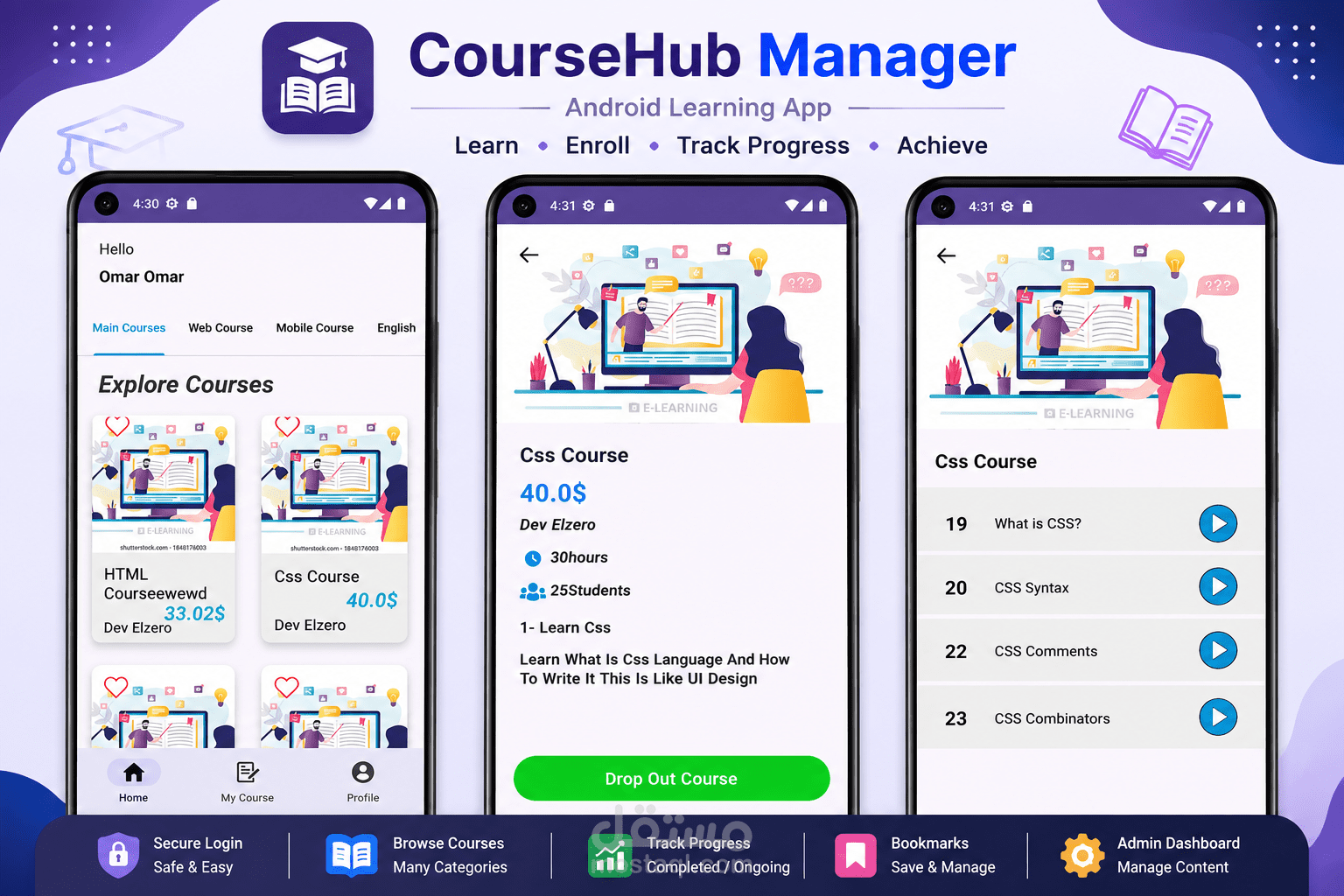 CourseHub Manager – Android Learning App