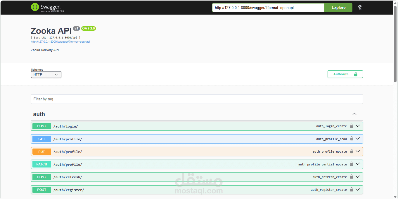 برمجة الواجهة الخلفية (Backend API) لتطبيق توصيل طلبات مطاعم (Zooka)