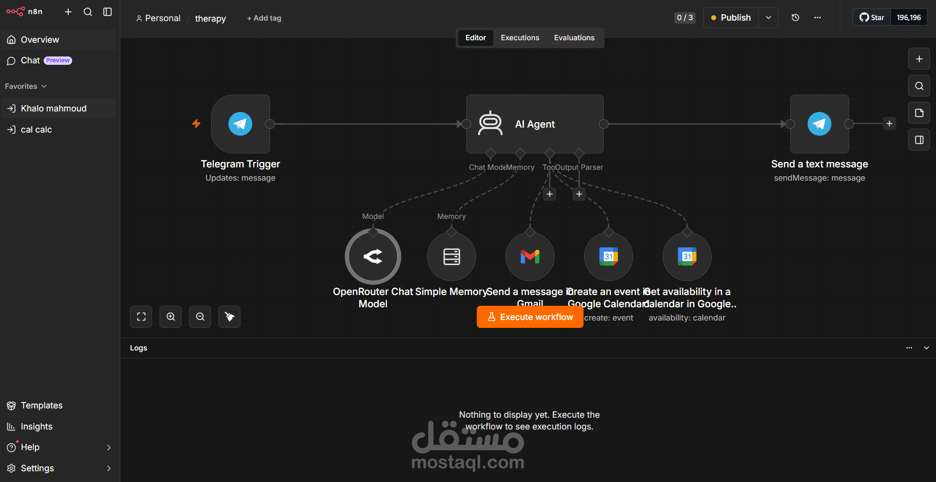 بوت تليجرام ذكي لإدارة المواعيد والجدولة عبر AI Agent