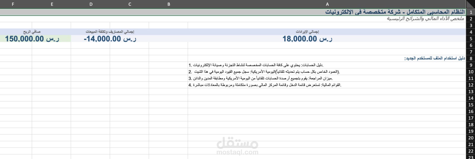 تصميم وتطوير نظام محاسبي متكامل للشركات والمتاجر (Excel)