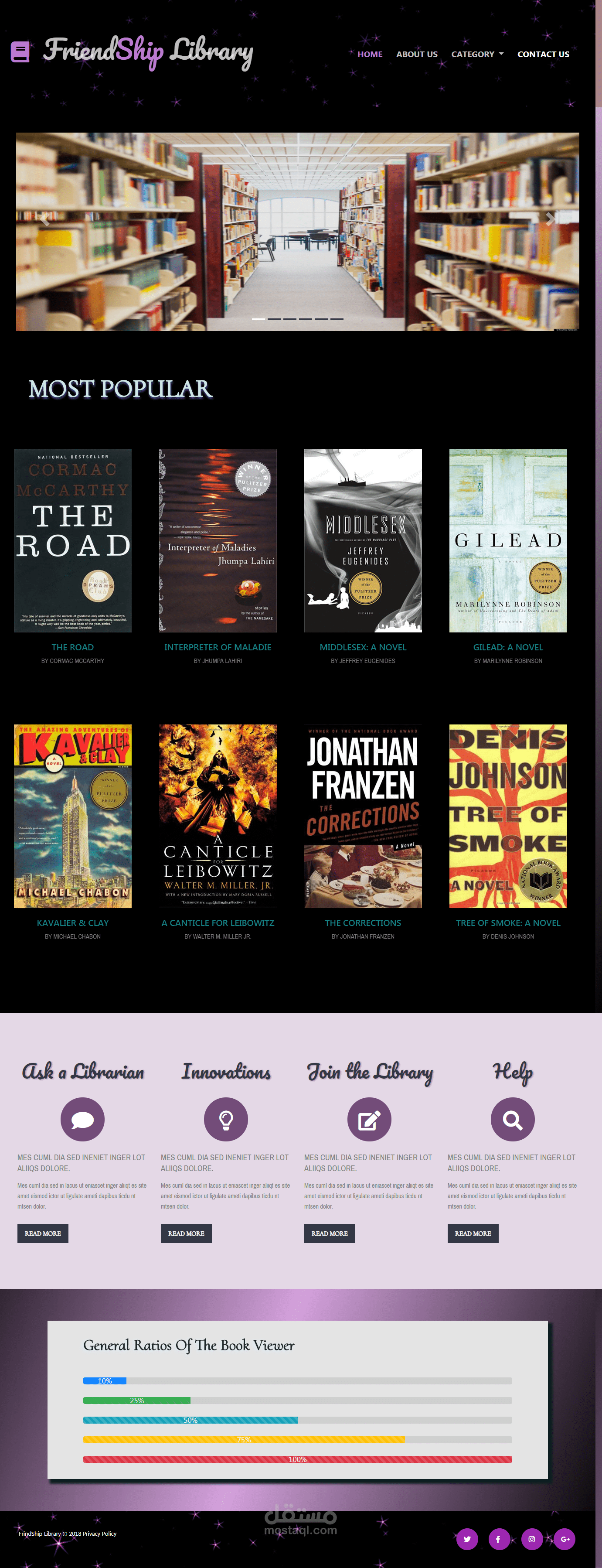 Home Page of Library Website