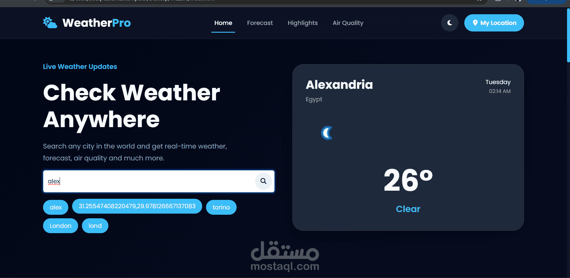 Weather App – تطبيق طقس تفاعلي