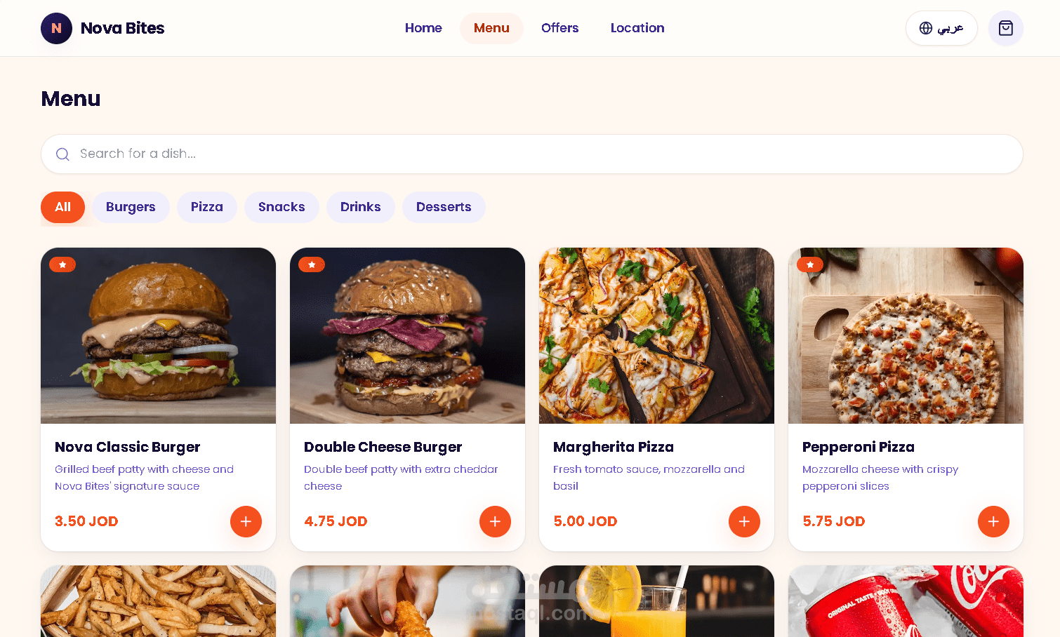 Nova Bites – Modern Restaurant Website