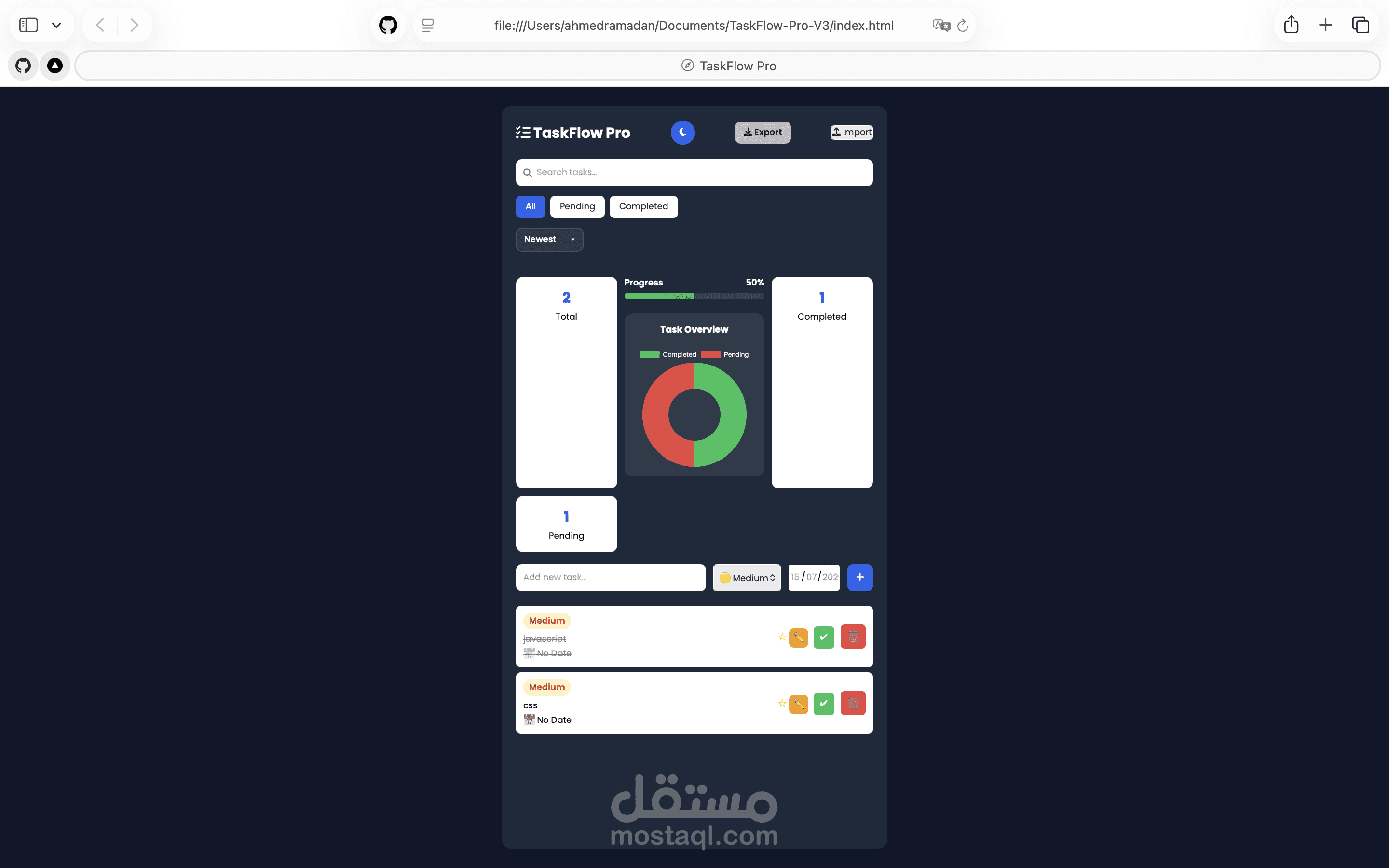 TaskFlow Pro – Modern Task Management Dashboard
