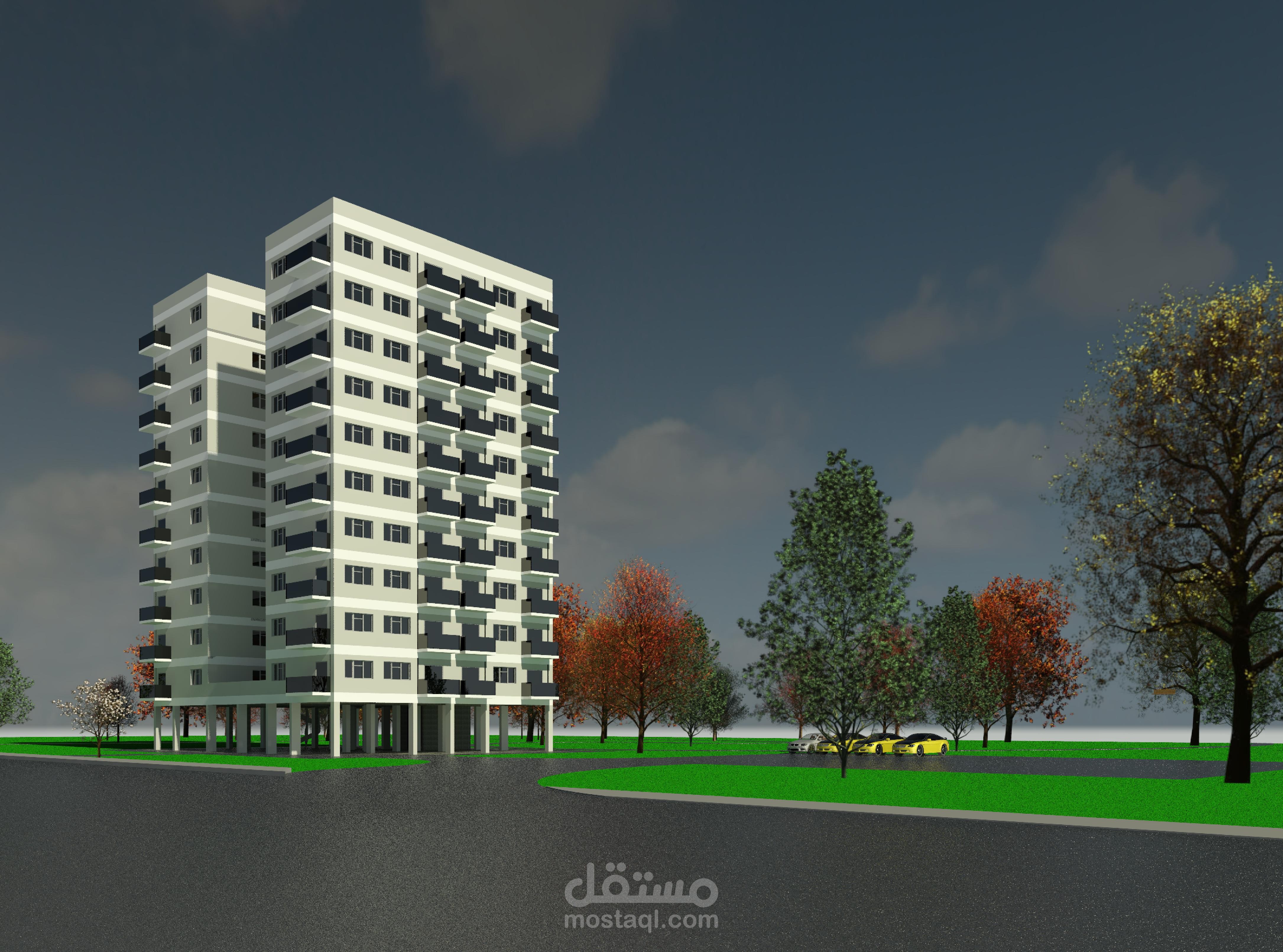 تحليل وتصميم مجمع سكني متعدد الطوابق بإستخدام برنامج ETABS