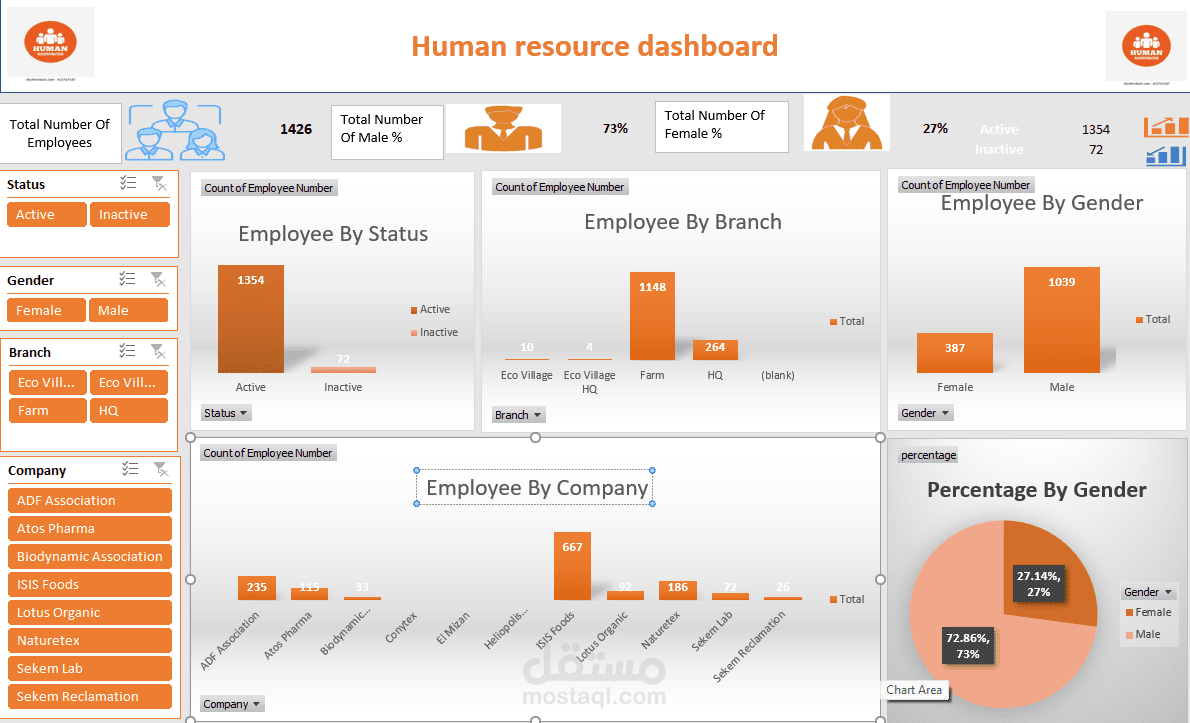 لوحة مؤشرات الأداء الديناميكية للموارد البشرية | HR Analytics Dashboard