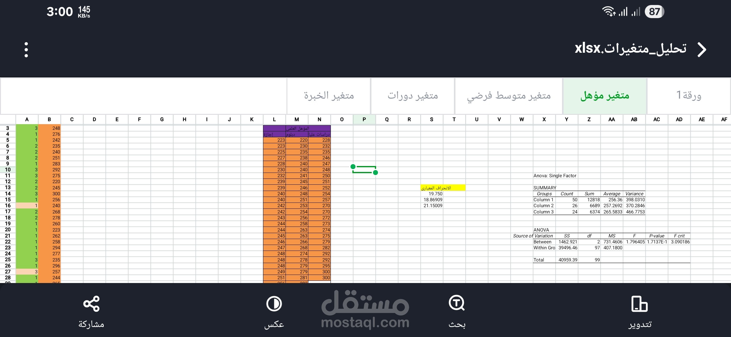 تحليل احصائي