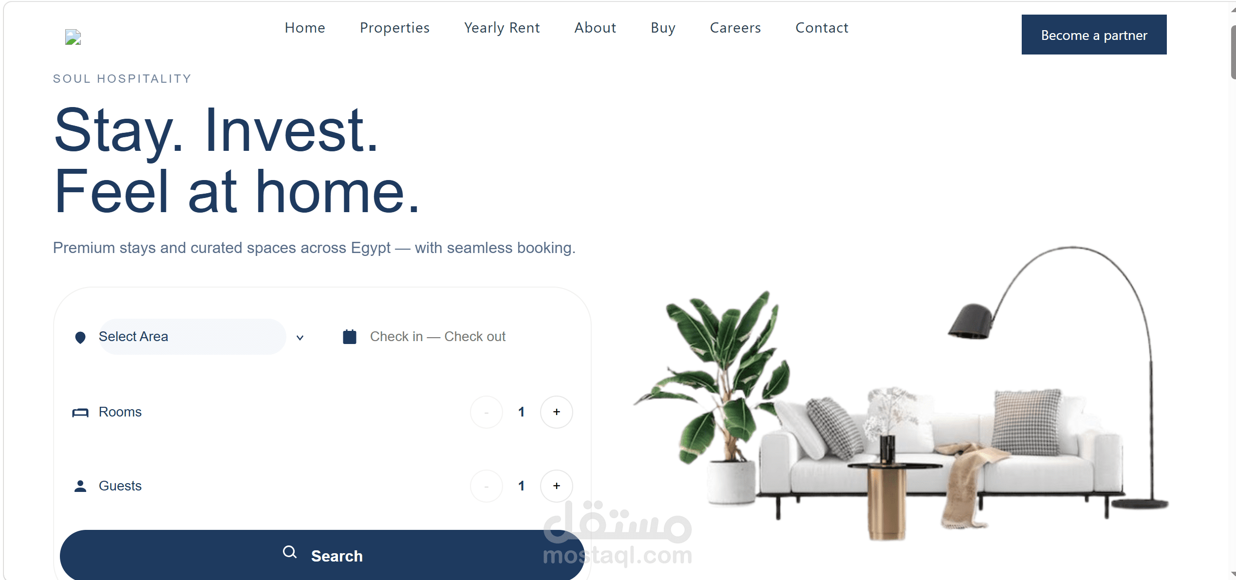 تصميم وتطوير موقع إلكتروني احترافي لشركة Soul Hospitality للعقارات
