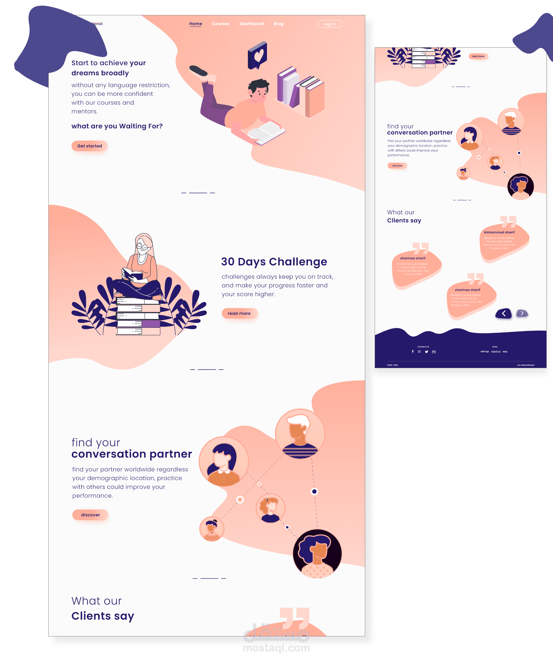 landing page for e-learning courses