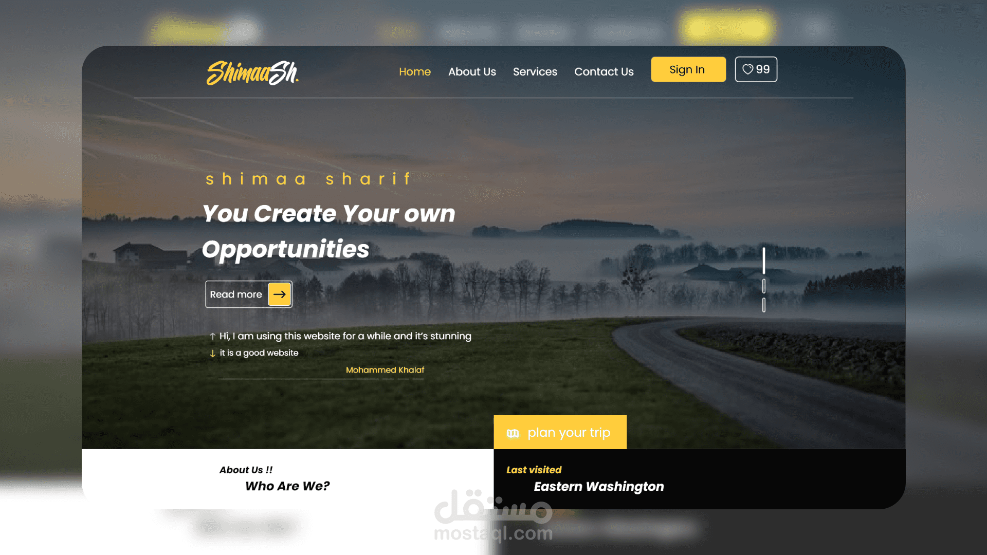 travel landing page