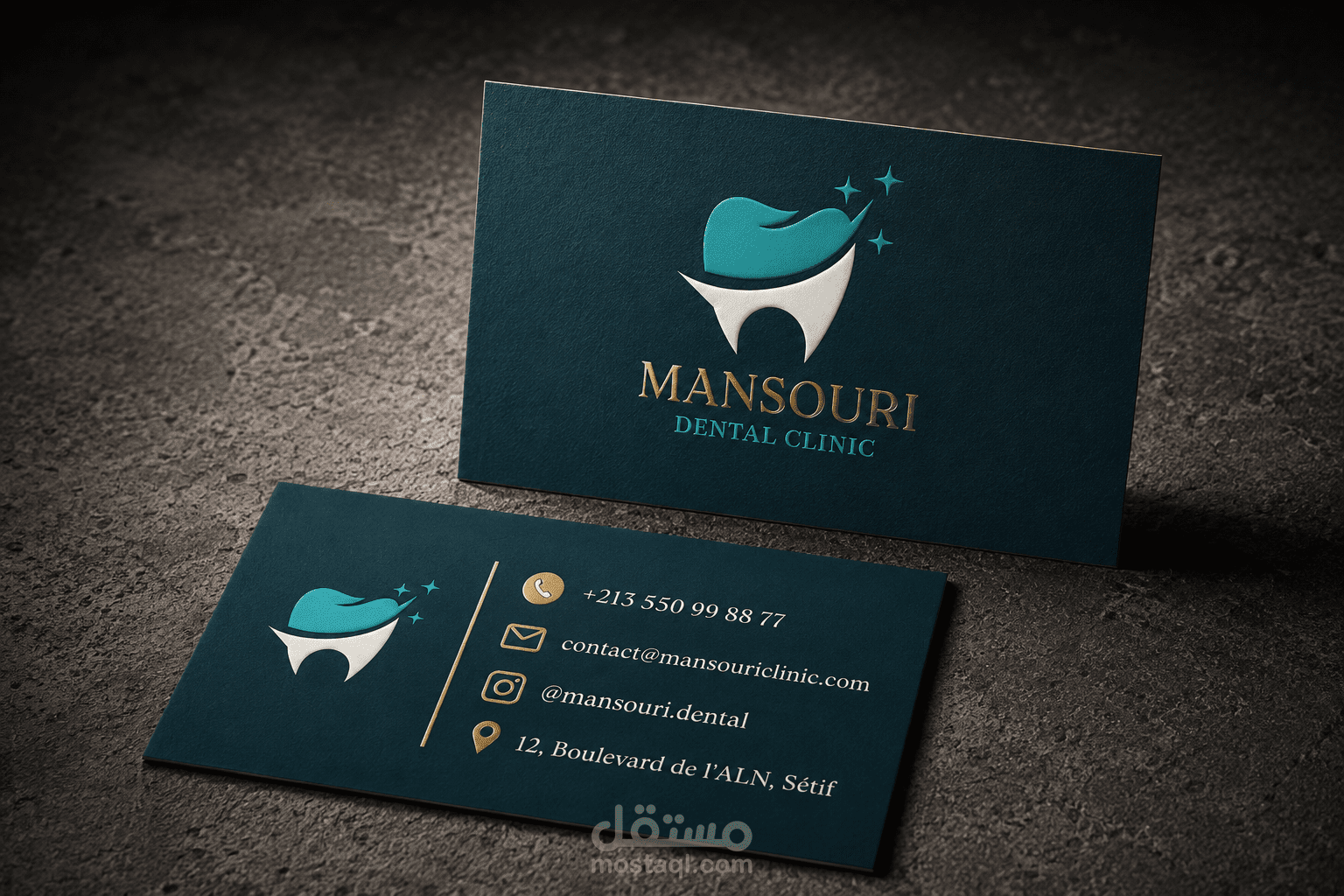 تصميم بطاقة عمل طبية عصرية لطبيب أسنان