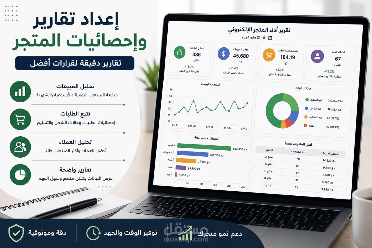 اعداد تقارير و احصائيات المتاجر الالكترونية