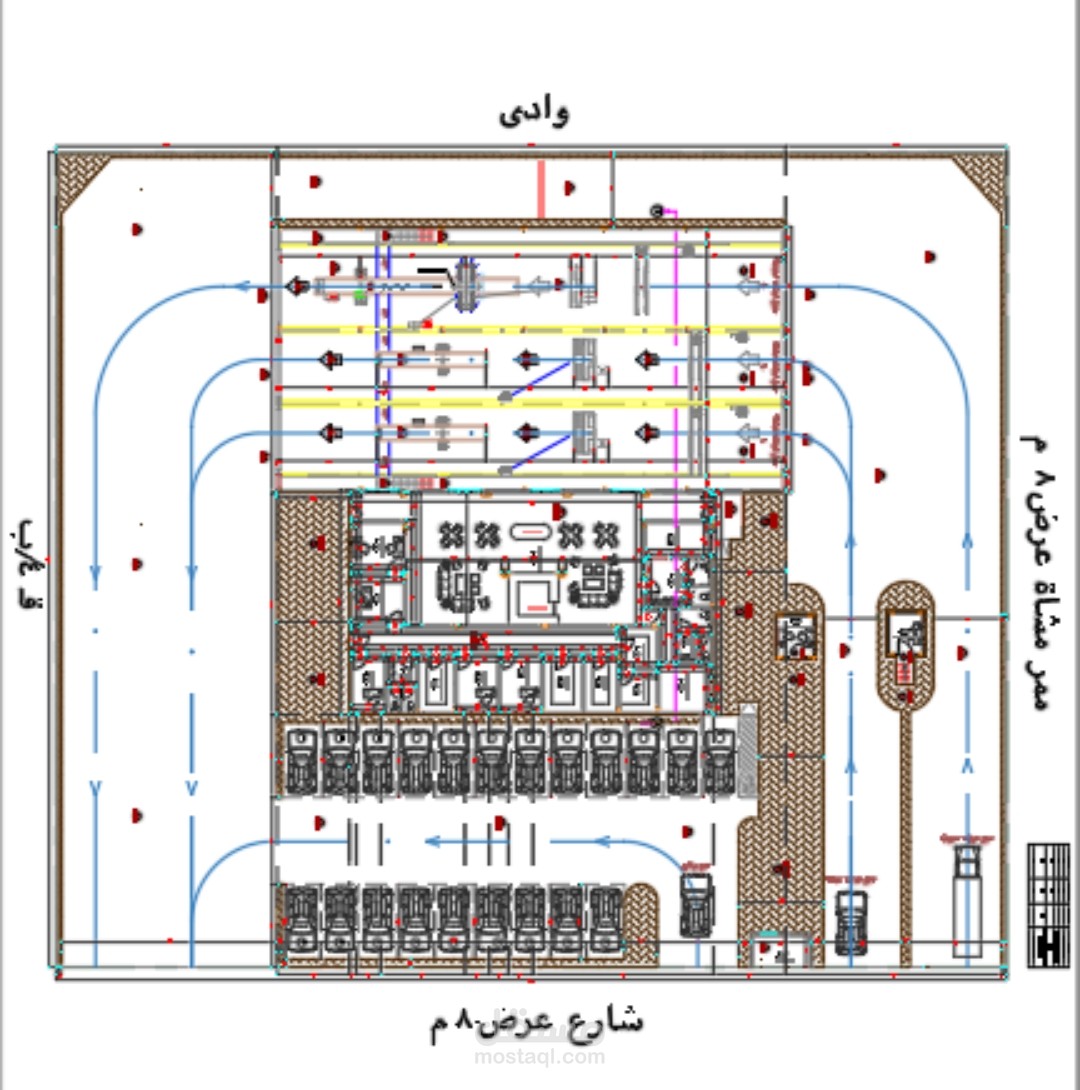 تصميم معماري وإظهار ثلاثي الأبعاد لمركز فحص دوري للمركبات (Vehicle Inspection Center)