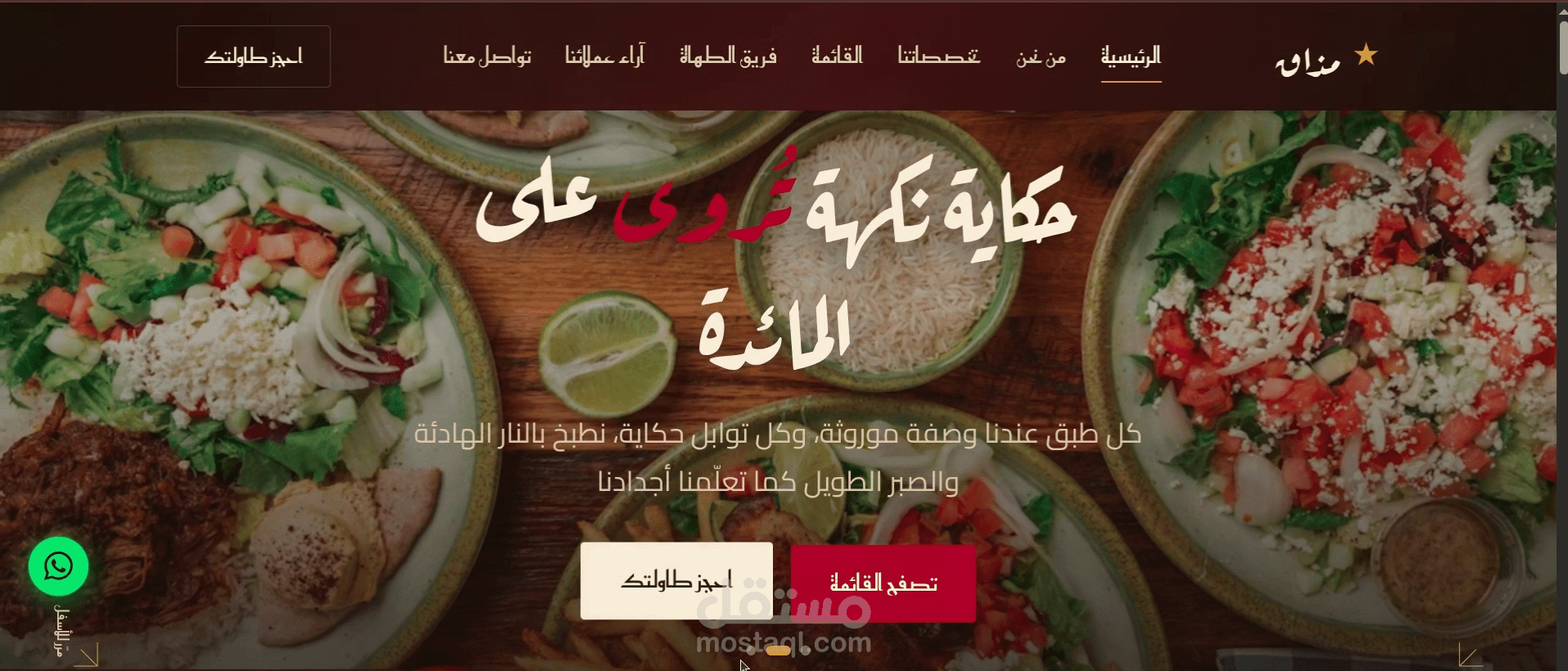 موقع  لإدارة مطعم وطلبات الطعام متكامل ومتجاوب