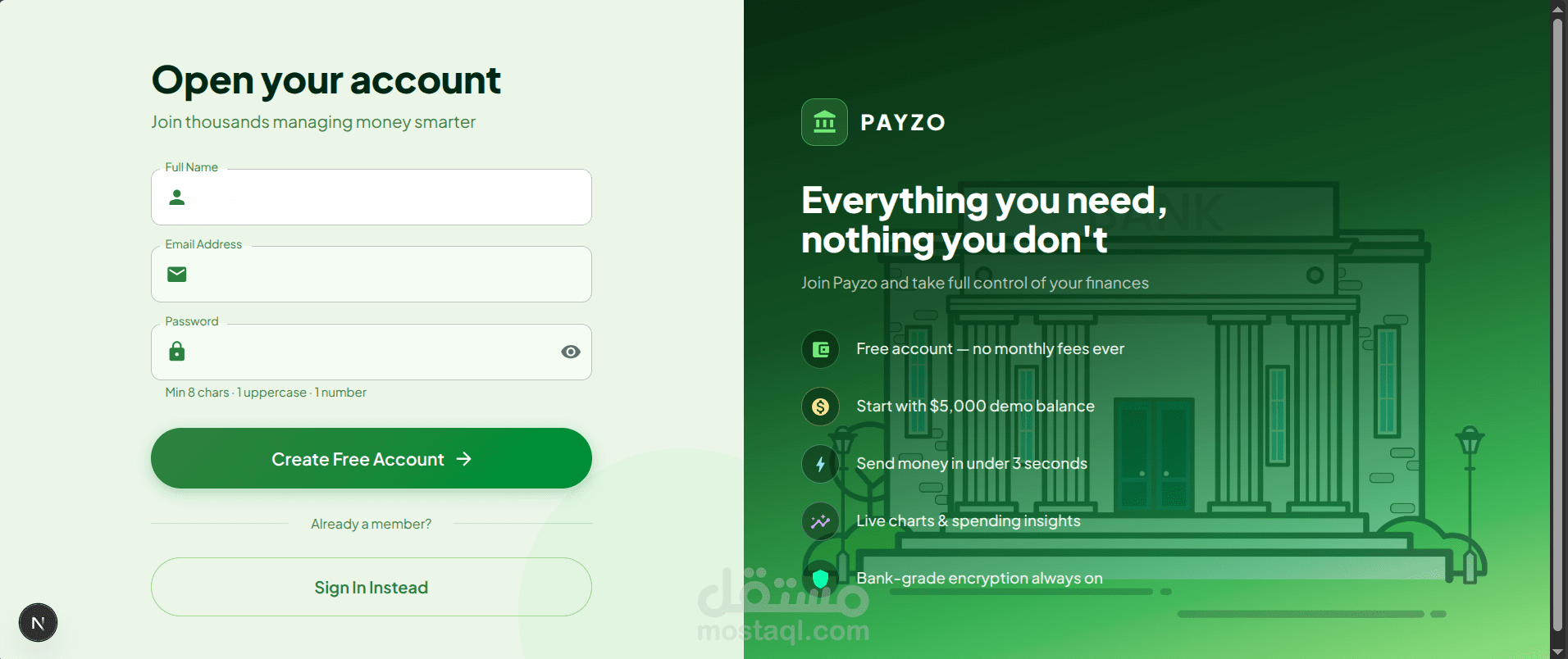نظام بنكي Full-Stack متكامل لإدارة الحسابات والمعاملات المالية
