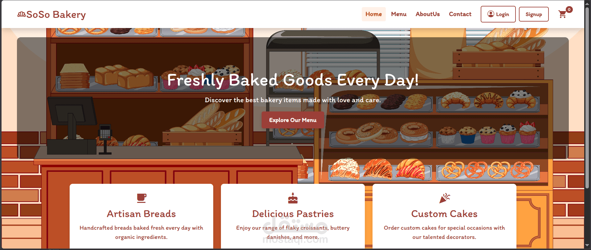 موقع مخبوزات متكامل ومتجاوب-Bakery Shop