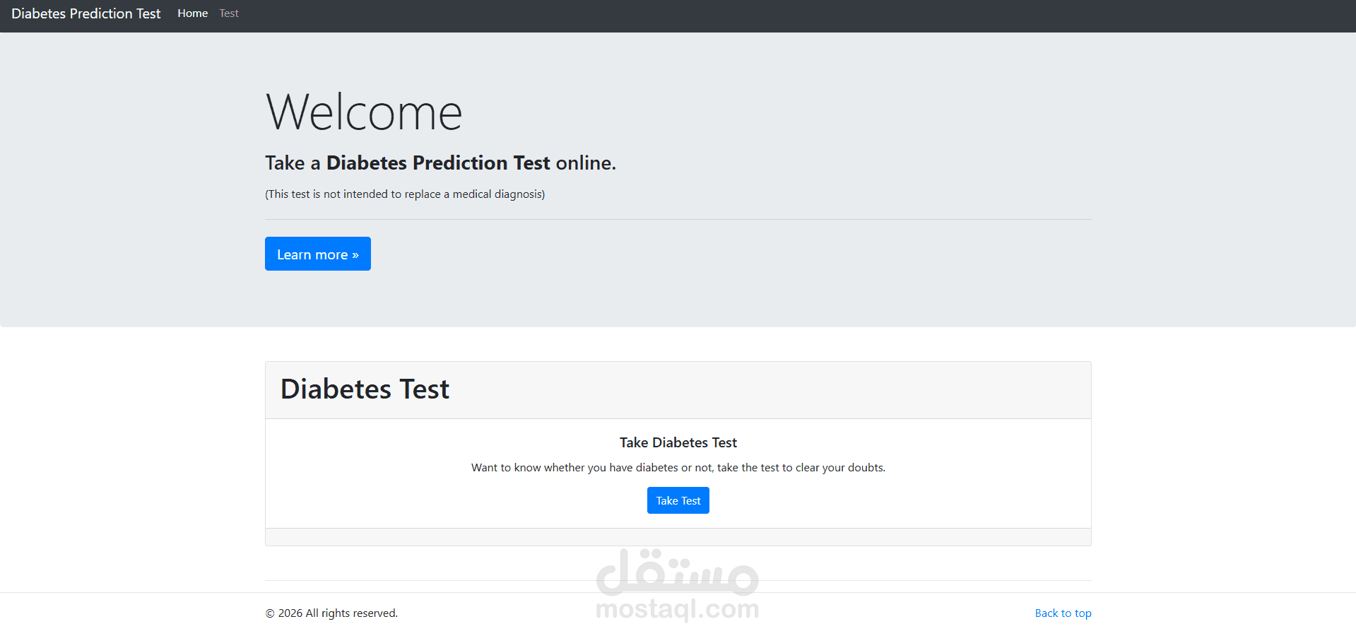 Diabetes Prediction WebApp - برنامج ويب للتنبأ بمرض السكري