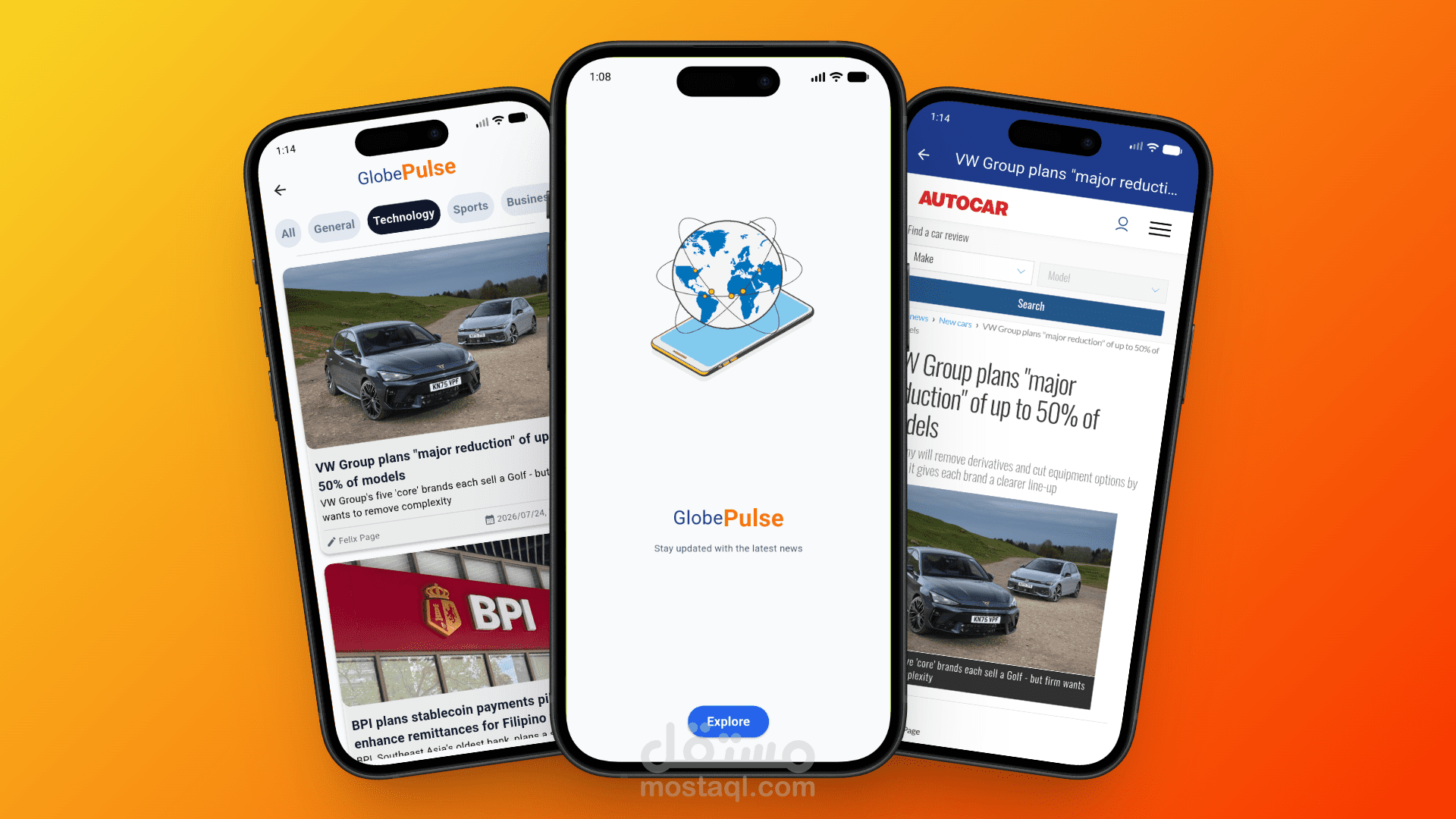 تطبيق أخبار News App (Globe Pulse)