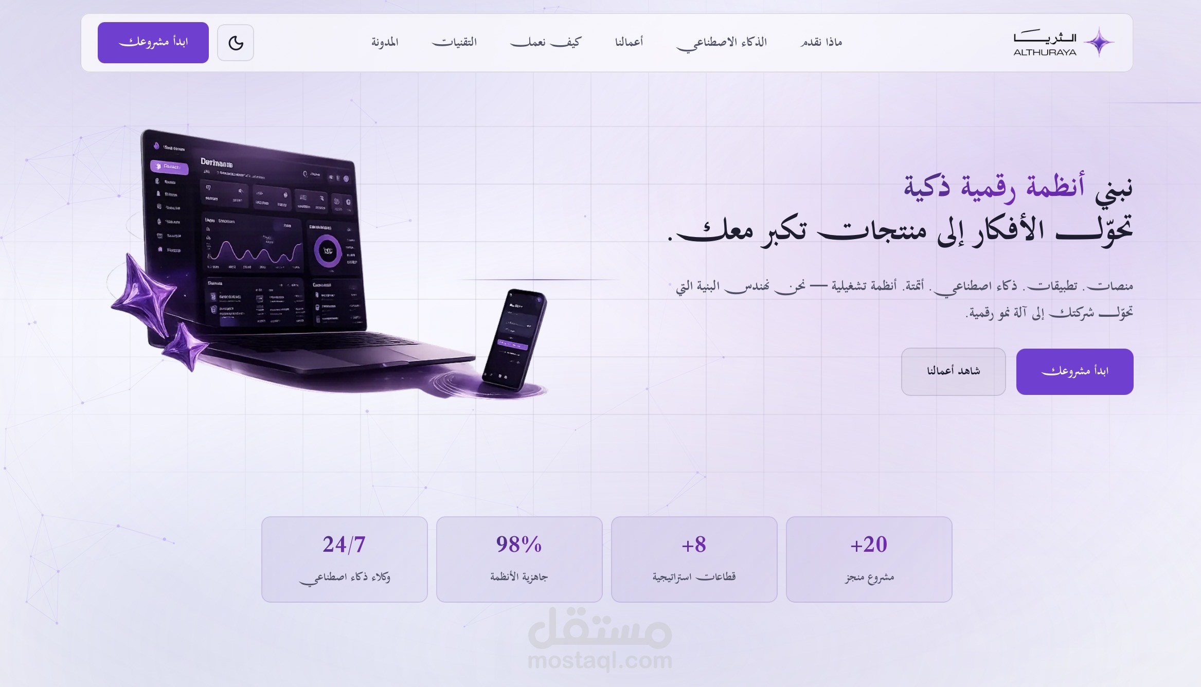 الموقع الرسمي لشركة الثريا - تصميم وتطوير موقع إلكتروني احترافي متكامل