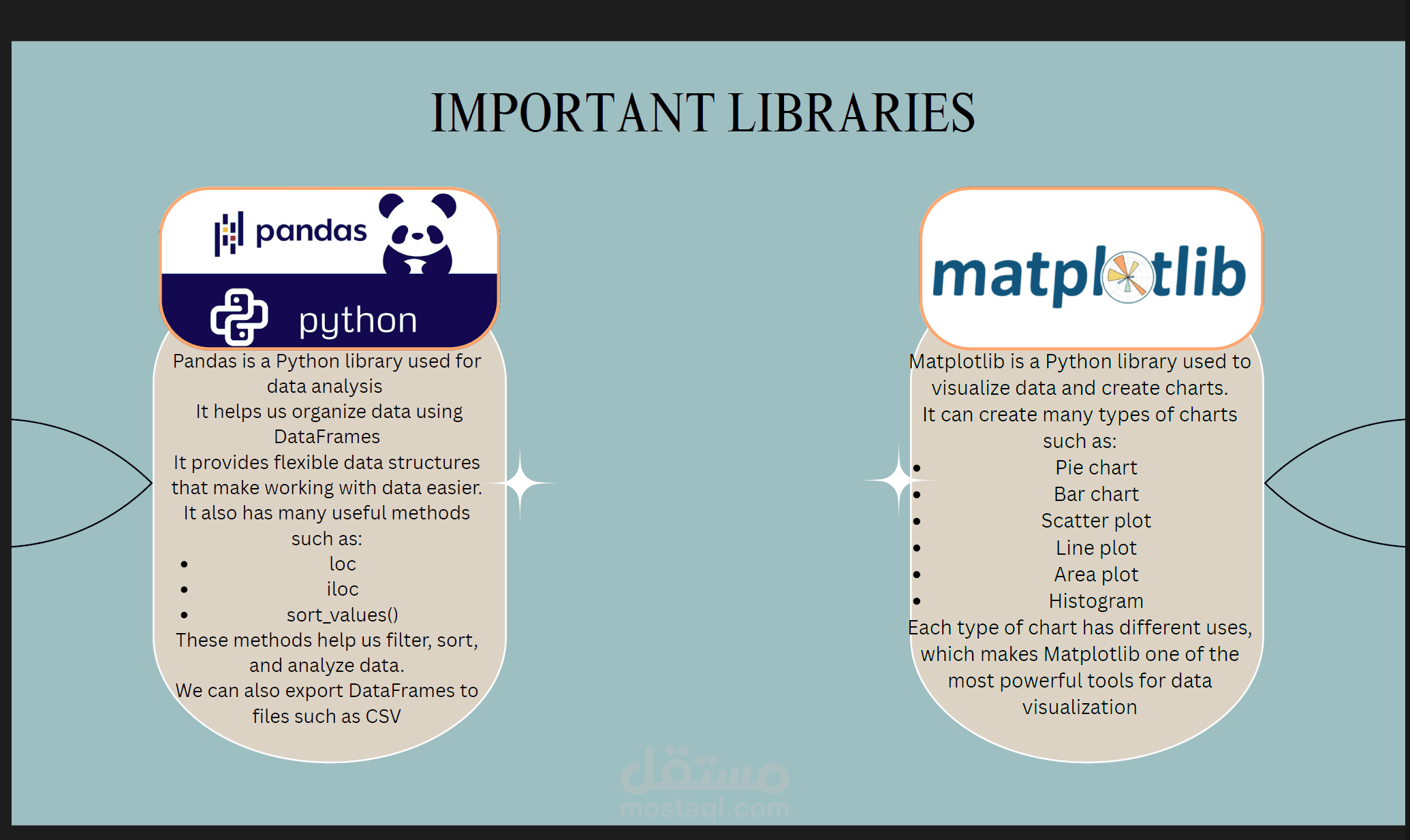تصميم عرض تقديمي تعليمي وتبسيط مفاهيم لغة بايثون وتحليل البيانات (Python & Data)