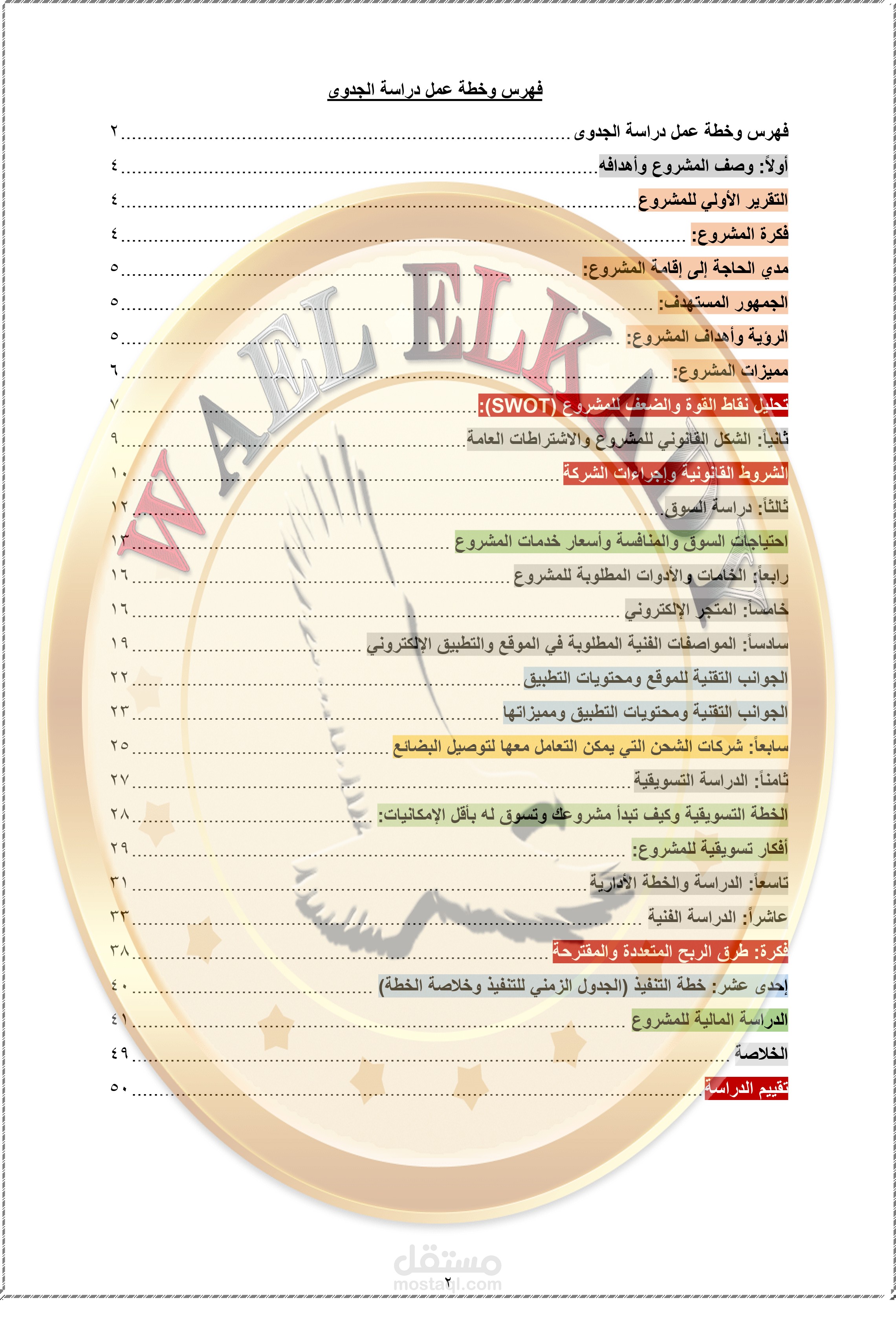 ماتحتوية دراسة الجدوي للمشروعات