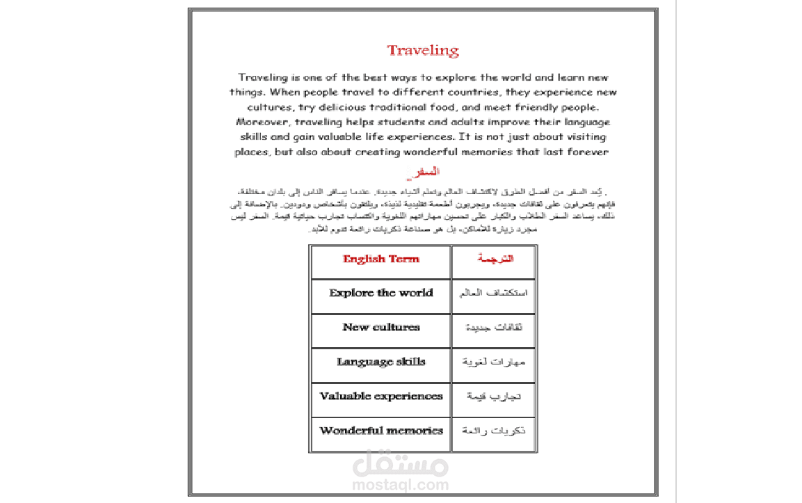 ترجمة مقال سياحي  (إنجليزي - عربي)