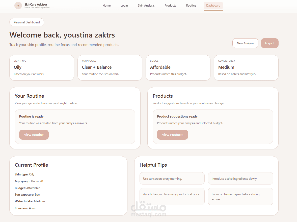 SkinCare Advisor | Full-Stack Web Application