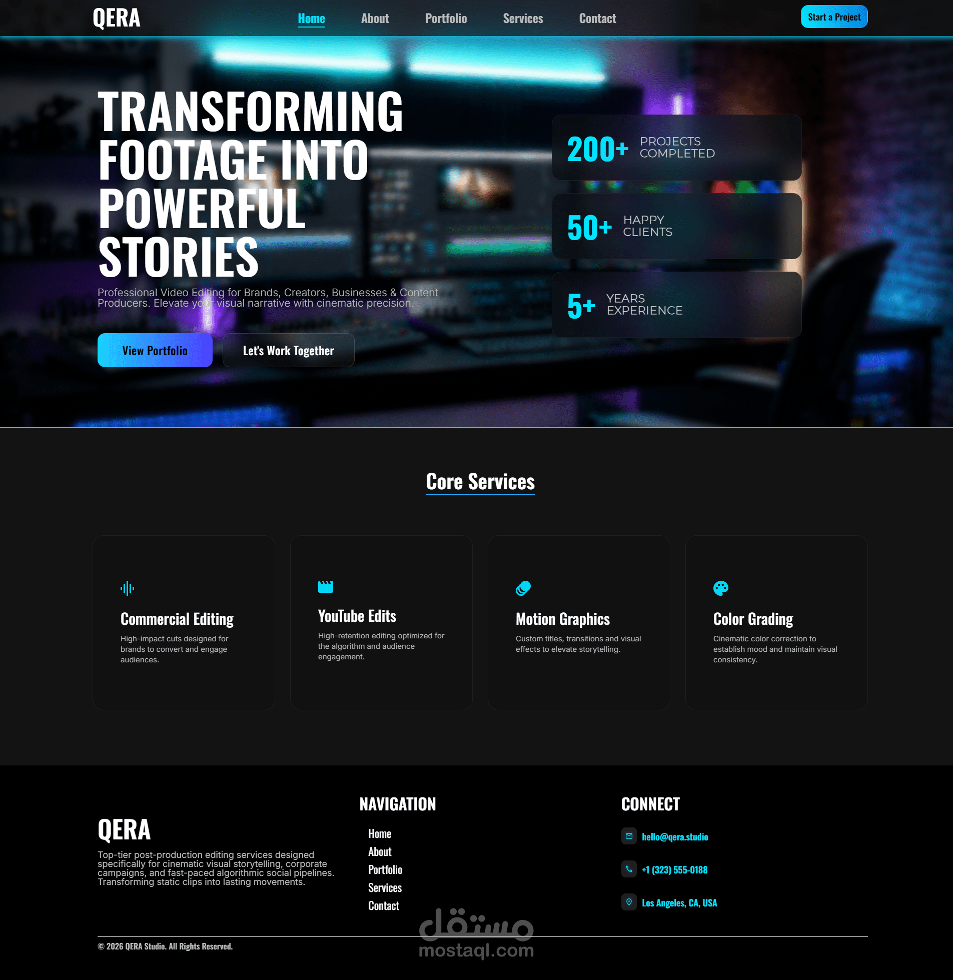 موقع Portfolio احترافي لوكالة مونتاج فيديو باستخدام WordPress