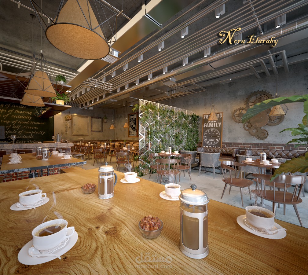 تصميم مطعم طراز صناعي