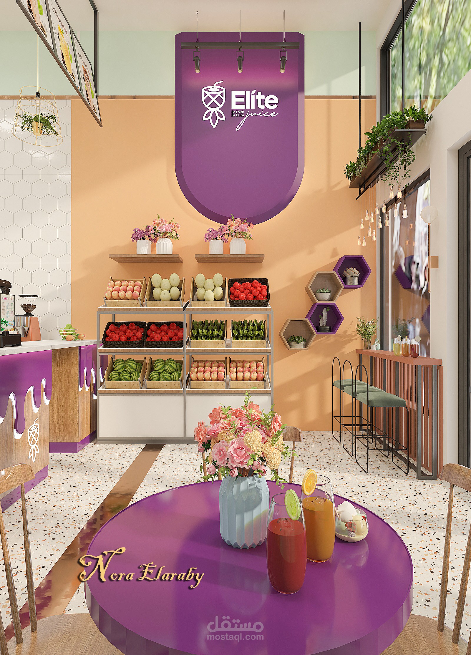 تصميم محل عصائر وايس كريم