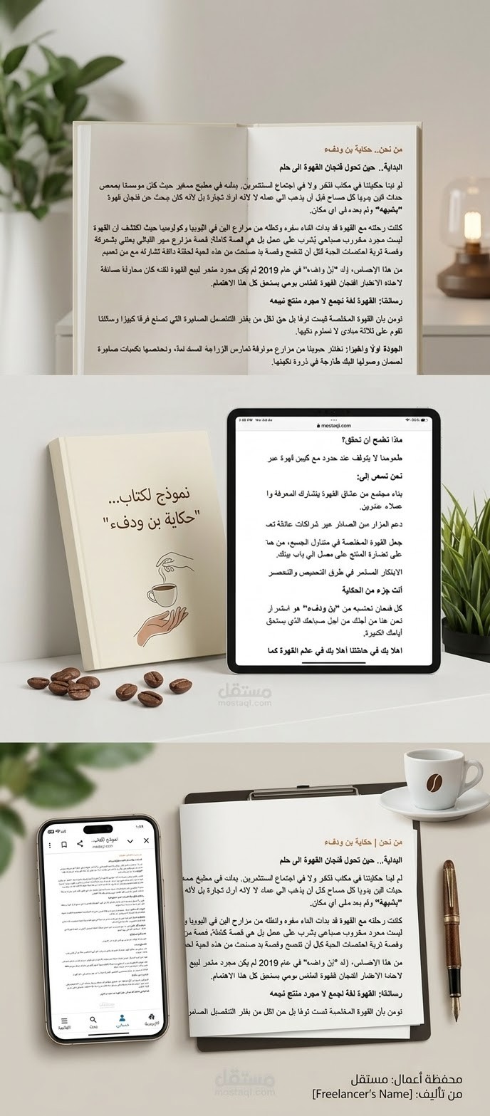 نموذج كتابتي صفحة (من نحن) لمتجر قهوة مختصة
