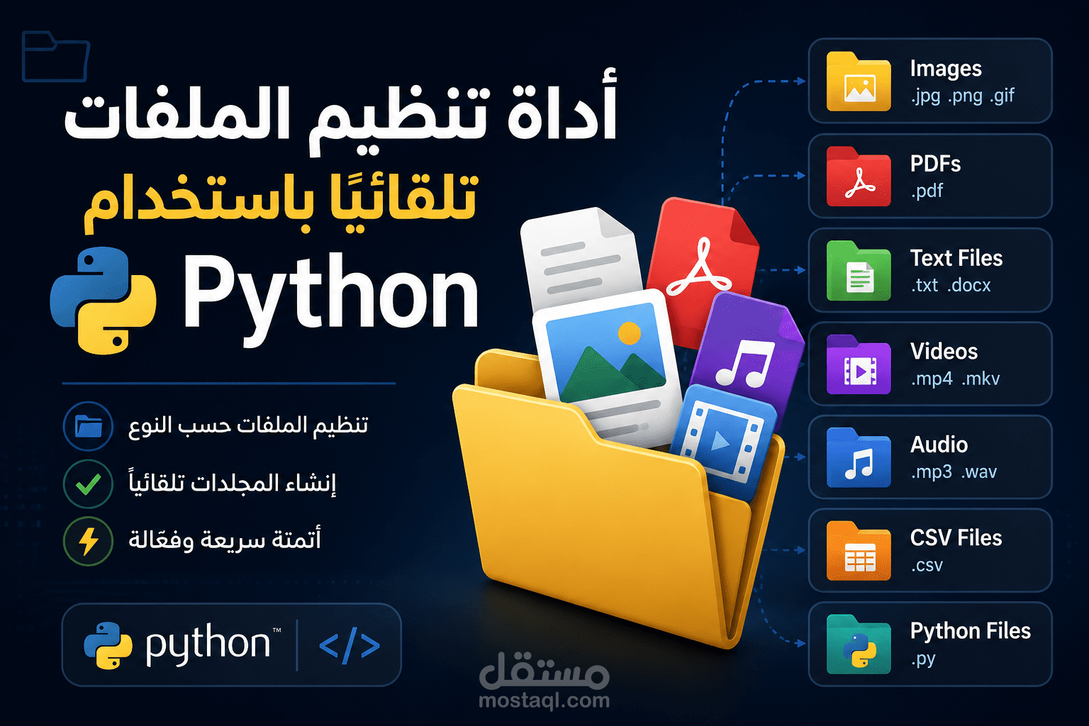 أداة تنظيم الملفات تلقائيًا باستخدام Python (Python File Organizer)