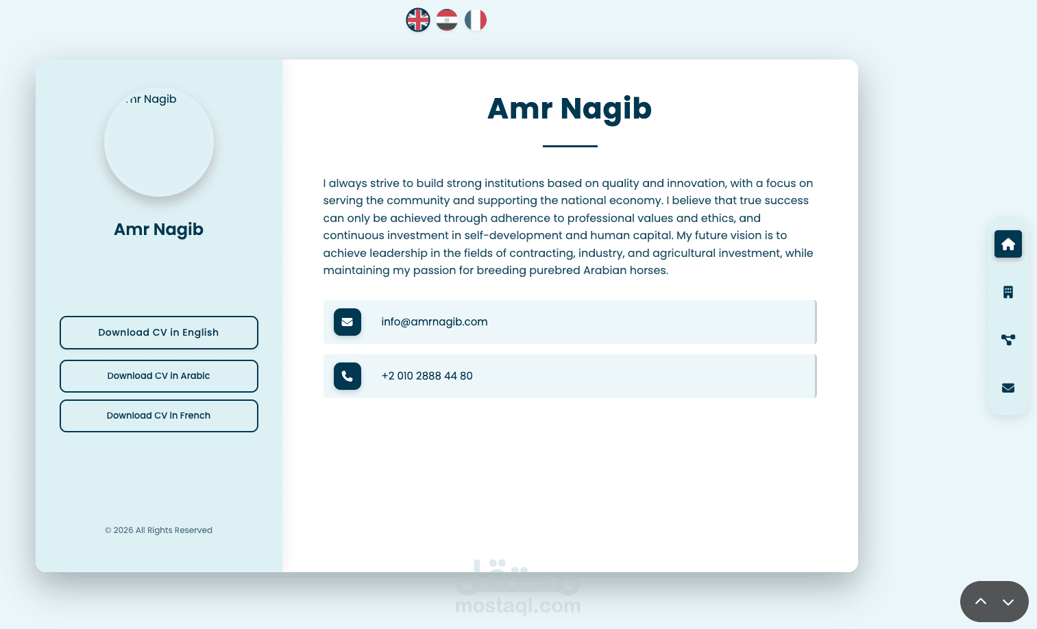 موقع "Amr Nagib - Portfolio"