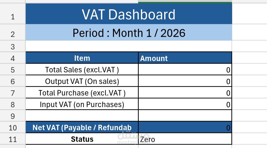 VAT Tracker – قالب متابعة ضريبة القيمة المضافة