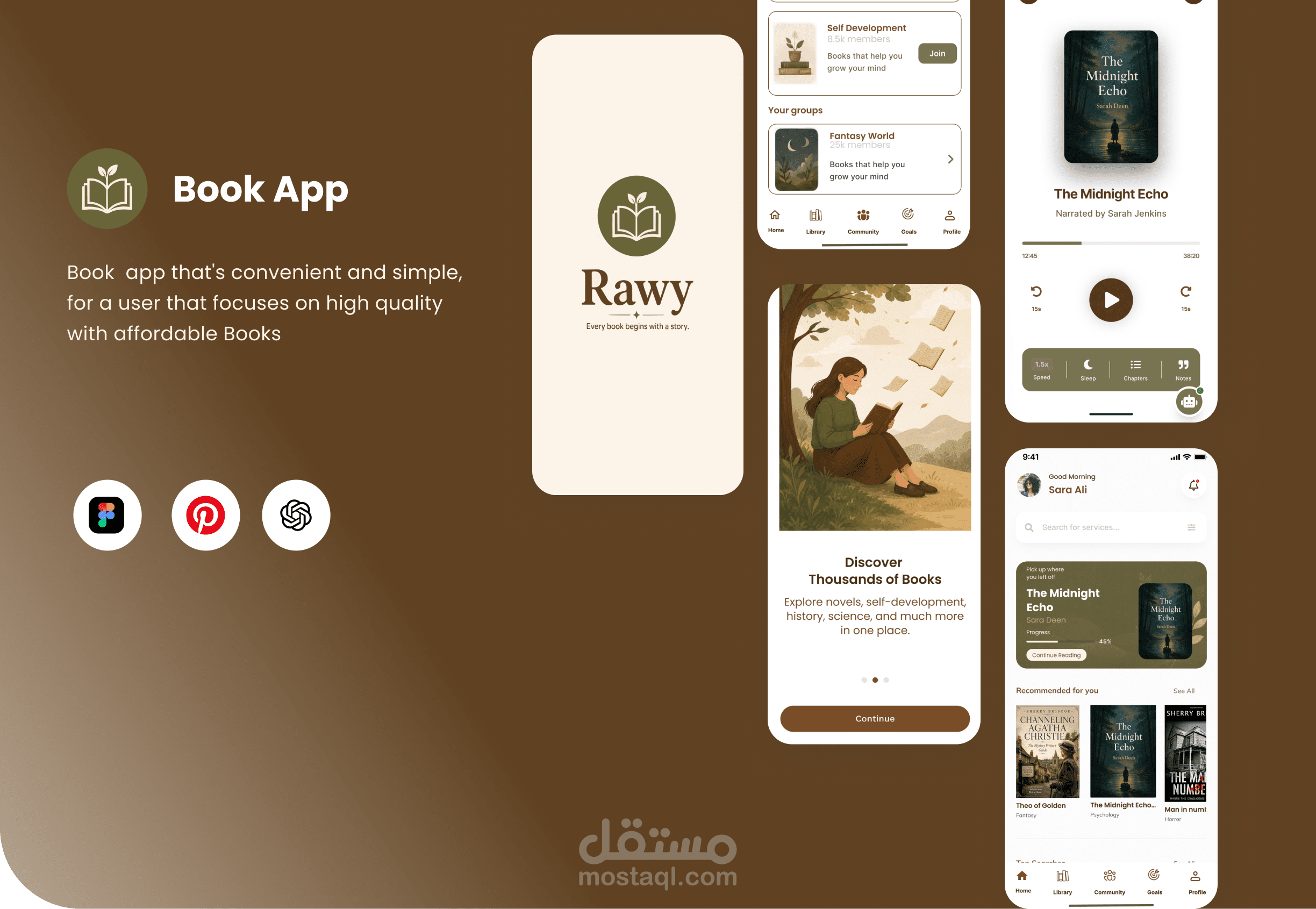 Rawy – Audiobooks & Reading Mobile App UI/UX Design