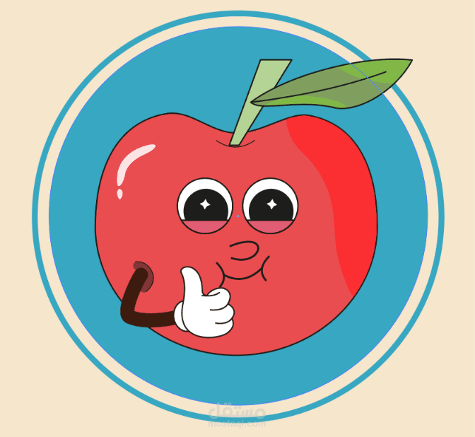 تصميم شخصية كرتونية "التفاحة المبدعة" بأسلوب الفيكتور - Character Design