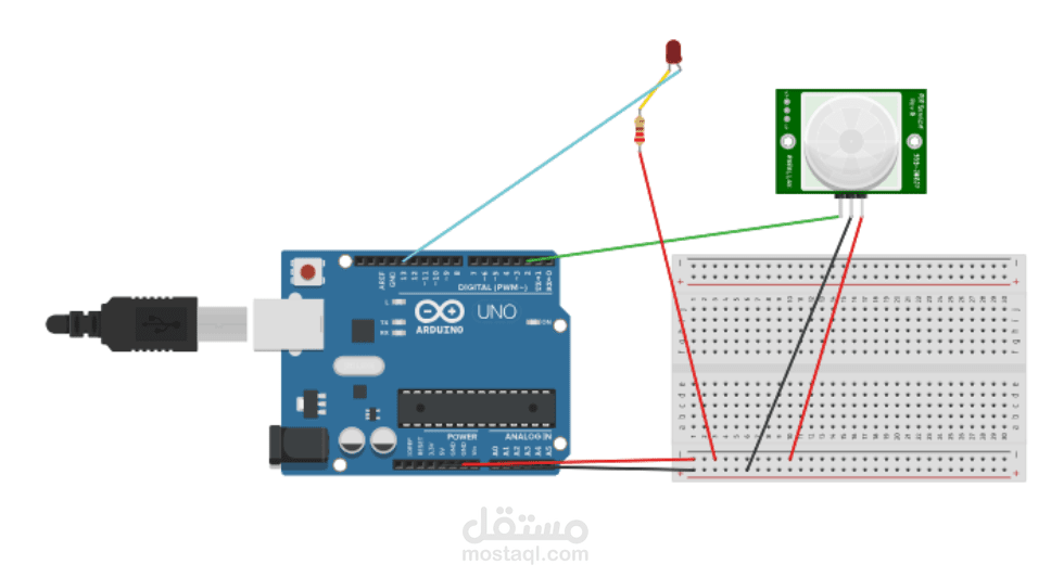 تصميم ومحاكاة نظام كشف الحركة باستخدام Arduino Uno وحساس