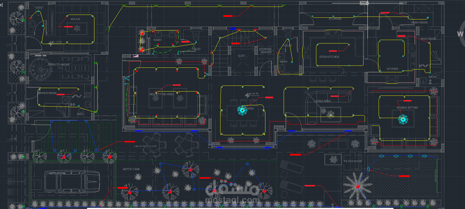 تصميم المخططات الكهربائية للفيلا (AutoCAD Layout)