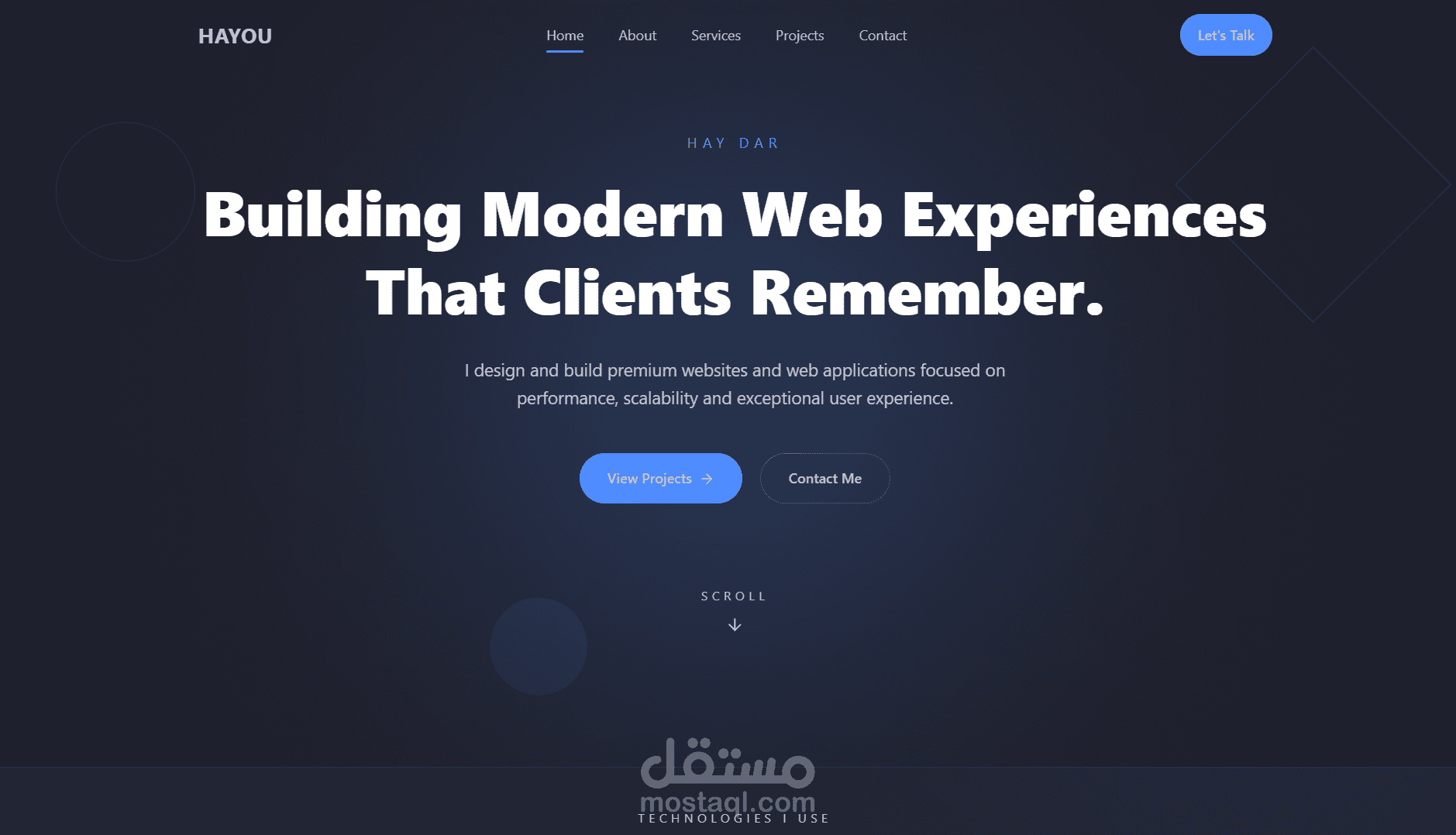 موقع Portfolio احترافي بتصميم حديث وتجربة استخدام مميزة