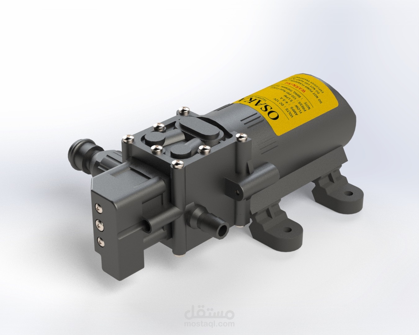 تصميم ثلاثي الأبعاد لمضخة غشائية كهربائية (Diaphragm Pump)