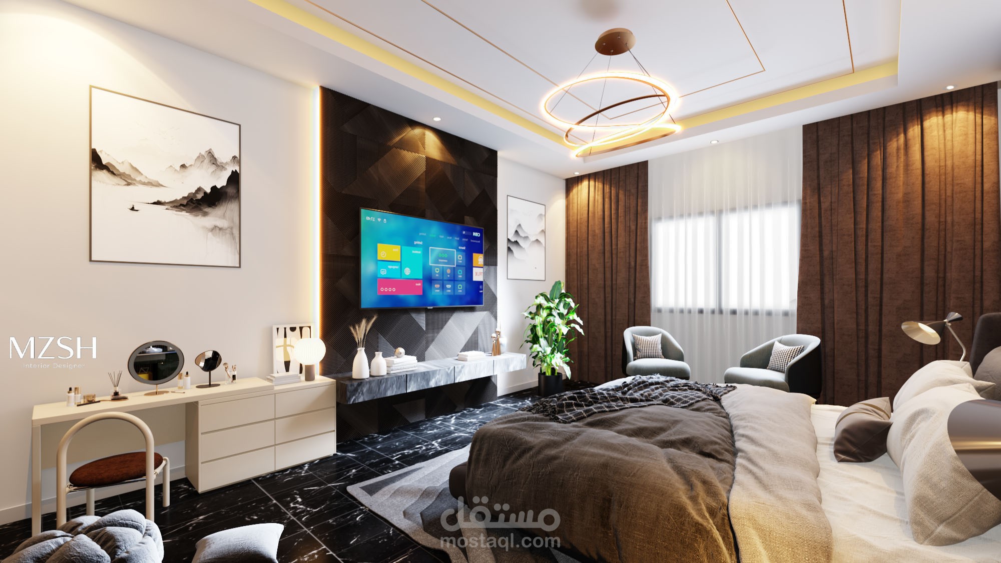 تصميم وإظهار من ورشة غرفة نوم ماستر