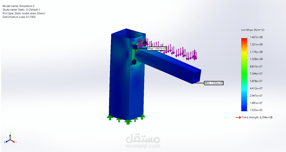 static structural analysis on a bolted structural assembly
