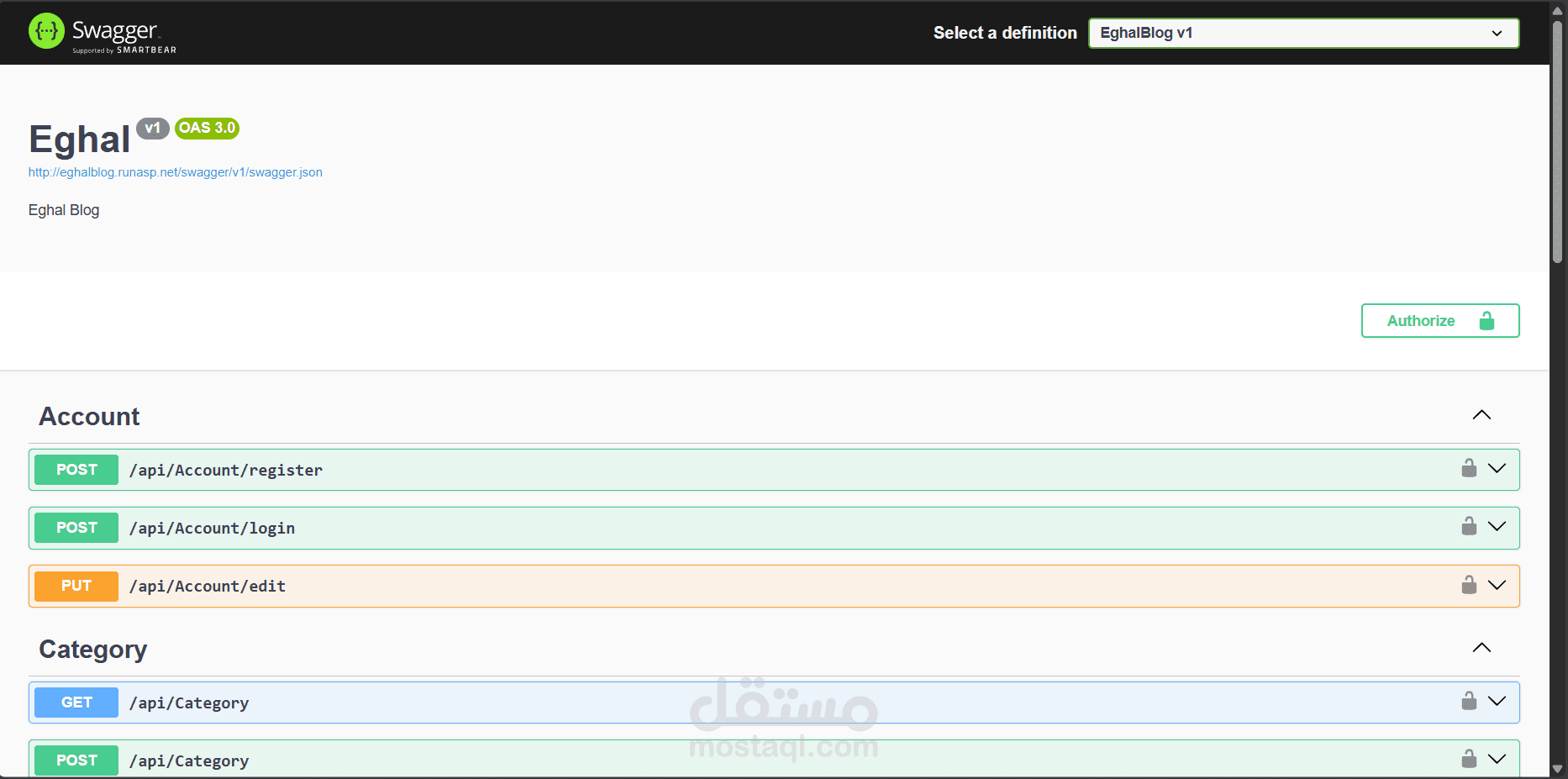 EghalBlog – منصة تدوين RESTful API